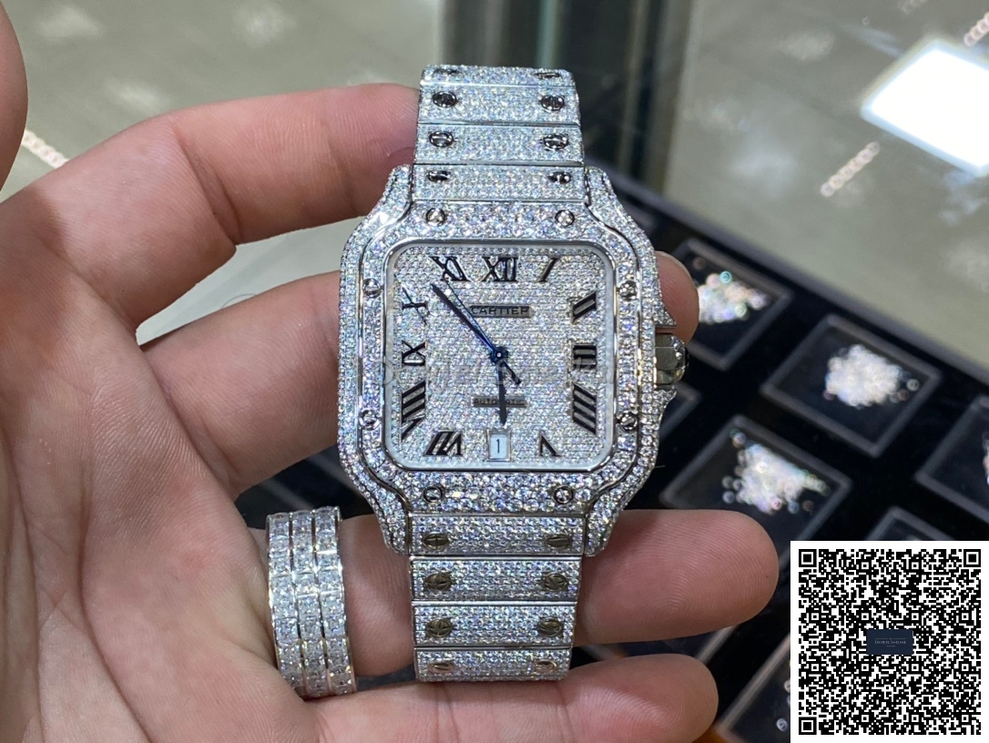 Cartier Santos Iced Out WSSA0018 40mm 