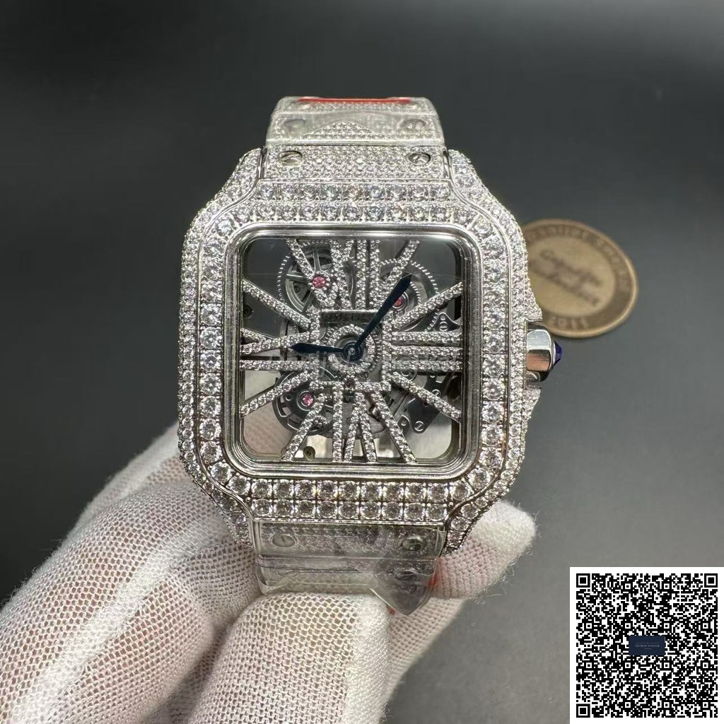 Cartier Santos JHW2322 Iced Out 38.5mm