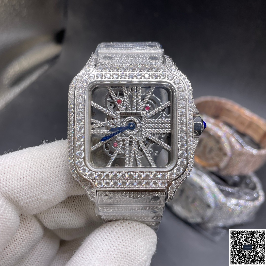 Cartier Santos WHSA0015 IcedOut 38.5mm