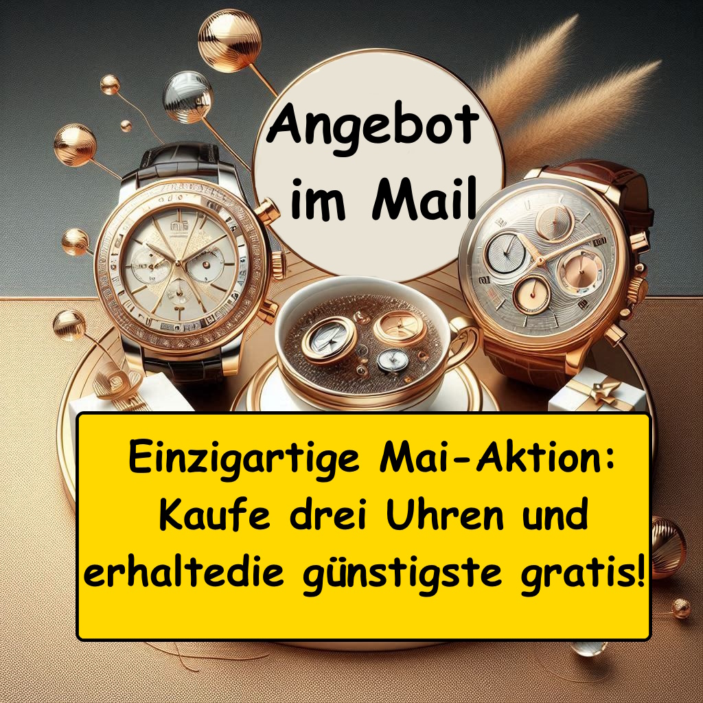 Einzigartige Mai-Aktion: Kaufe drei Uhren und erhalte die günstigste gratis