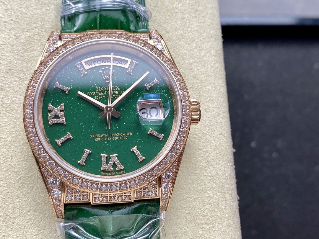 Rolex Daydate Iced Out 128455 Aventurine 36mm